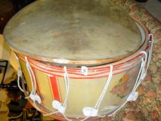 Pitched bass drum bearing the coat of arms of the London Borough of Hackney - a/f