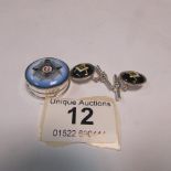 A pair of silver Masonic cuff links and a Silver Masonic pill box
 
Condition
Good condition with