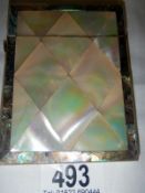 A Mother of Pearl card case (approx. 3 x 4" / 7.75 x 10.25cm) - a/f