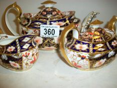 A Royal Crown Derby 3-piece teaset consisting of teapot, milk jug and sugar bowl
 
Condition