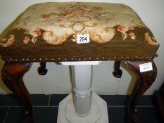 A walnut Queen Anne cabriole leg stool