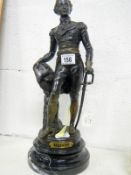 An original bronze figure of Wellington on marble base signed by Sylvain Kinsburger, 1855 - 1955