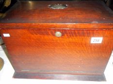 An early 20th C large oak writing box