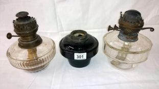 Three Victorian oil lamp fonts