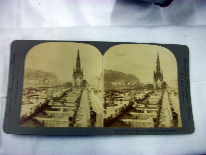 A stereoscope viewer with 97 cards by M E Wright in wooden box - Image 9 of 11