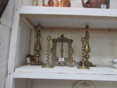 A pair of brass table lamps, pair of bra