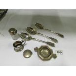 A mixed lot of silver items including 19th Century spoons by John Round & sons and Henry Holland,