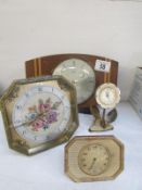4 mantel clocks including Kaiser flower
