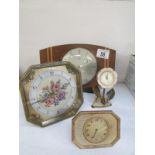 4 mantel clocks including Kaiser flower