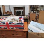 A box of aeronautical postcards and a bo