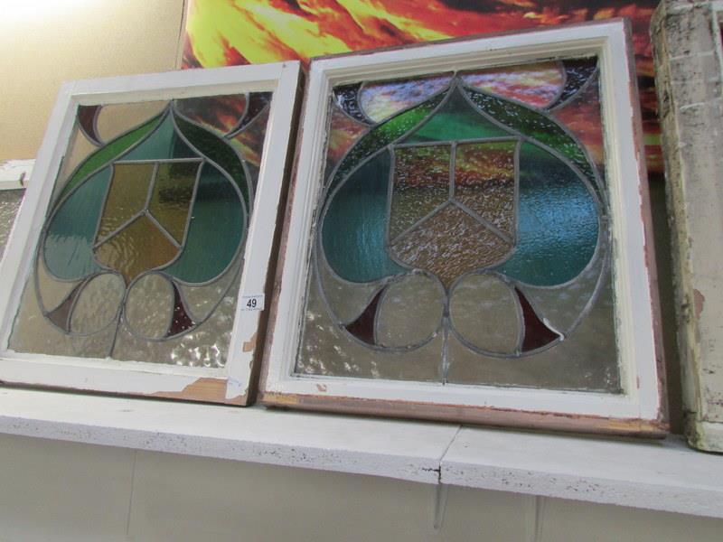 7 leaded and stained glass windows - Image 3 of 5