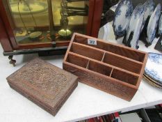 A carved box and a carved letter rack