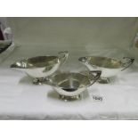 3 silver gravy boats