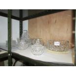 6 items of cut glass including baskets,