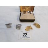 3 pairs of silver cuff links including silver gilt
