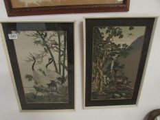A pair of Oriental paintings on linen