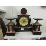 A 3 piece Art deco clock garniture in wo