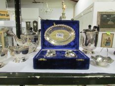 A mixed lot of silver plate including teapot