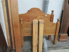 A single solid pine bedstead with antiqu
