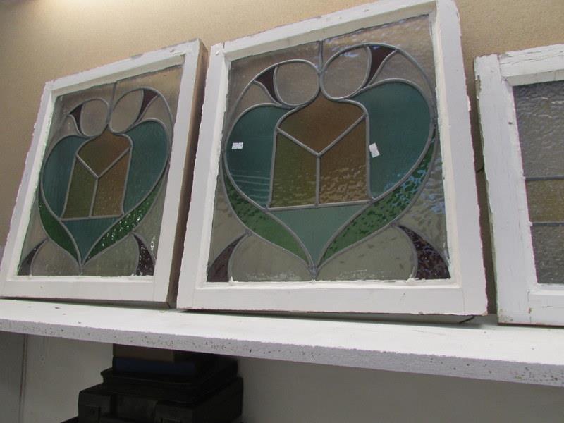 7 leaded and stained glass windows - Image 5 of 5