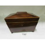 A Victorian mahogany crossbanded tea cad