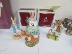 2 boxed Royal Albert Beatrix Potter figurines, a Royal Doulton Kanga and Roo and one other figure