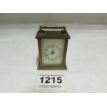 A miniature brass carriage clock, a/f