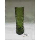 A possibly Whitefriars green 'bark' vase