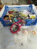 A large tray of costume jewellery includ