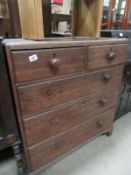 A 2 over 3 oak chest of drawers, missing