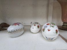 2 Coalport egg shaped boxes and one othe