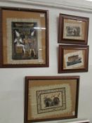 4 framed and glazed Egyptian parchment p