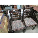 A set of 6 ladderback dining chairs