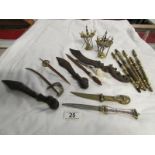 A mixed lot of letter openers, fan handl