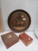 A Canadian mounties plaque, a carved and