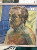 An unsigned pastel portrait of a man, 65cm x 70cm