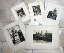 5 fine etchings/drawings of Lincoln sign