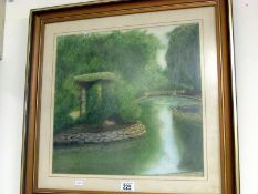 A framed and glazed watercolour 'Garden Pond', Richard Riley, image 42cm x 41cm, frame 61cm x 59cm