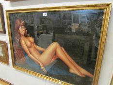 A framed and glazed 1960's print 'Reclining Nude' image 89 x 62cm, frame 96cm x 69cm