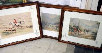 3 framed and glazed hunting prints