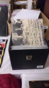 A box of hard punk 45rpm records all in picture sleeves in near mint condition