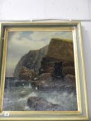 A framed oil on canvas 'Seascape off North Yorkshire coast' signed Cedric Gray, 1897, image 64cm x