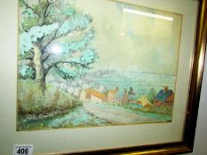A framed and glazed watercolour country scene signed P G Watkins