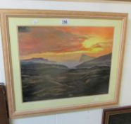 A framed and glazed oil on board 'Sunset on Oman' signed G Hepworth, image 44cm x 35cm, frame 59cm x