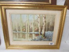 A framed and glazed watercolour signed Cecil Hodgkinson