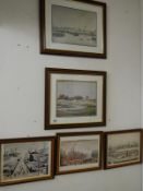 5 framed and glazed L S Lowry prints