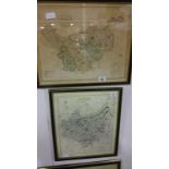 Two framed maps inc Cheshire divided into Hundreds published by J Duncan and Leciestershire