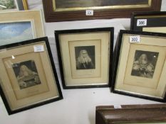 3 framed and glazed Victorian etching portraits of judges