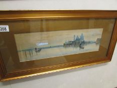 A framed and glazed watercolour 'Venetian scene', Walter Witham, image 45cm x 14cm, frame 67cm x