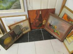 3 still life oils and a still life watercolour including Don Micklethwaite